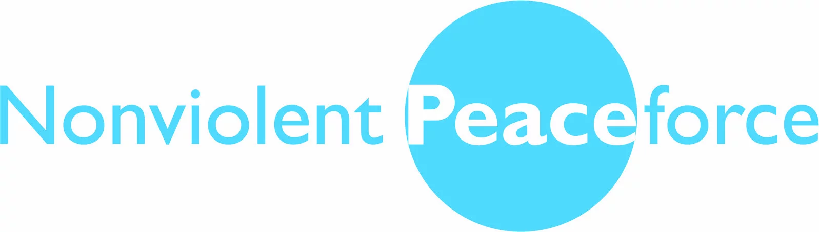 Logo for Nonviolent Peaceforce with a blue circle behind the word 